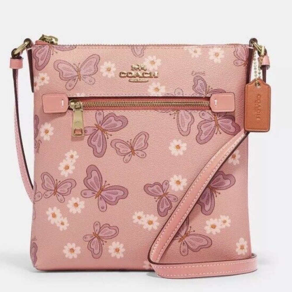 Coach Pink Floral & Butterfly Crossbody Bag